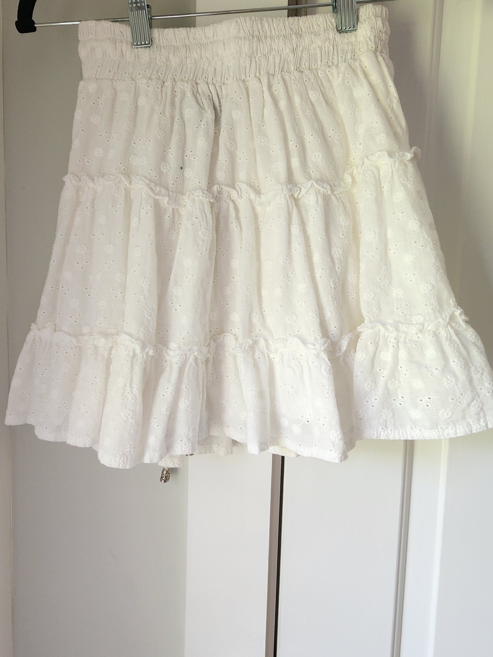 Princess Polly White Eyelet Tiered Mini Skirt